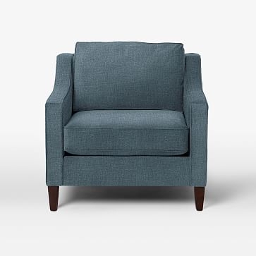 Paidge Chair, Poly, Linen Weave, Regal Blue, Taper Chocolate - Image 0