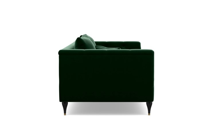 Ms. Chesterfield Sofa with Emerald Fabric and Matte Black with Brass Cap legs - Image 2