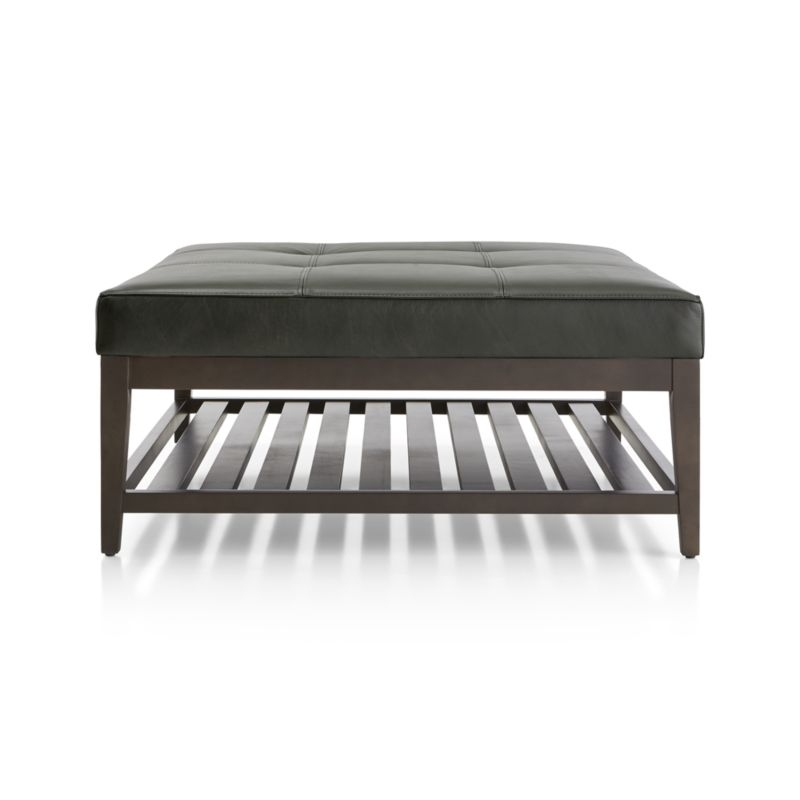 Nash Leather Tufted Square Ottoman with Slats - Image 2