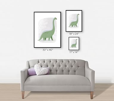Happy Dino Wall Art by Minted(R), 11x14, Gray - Image 1