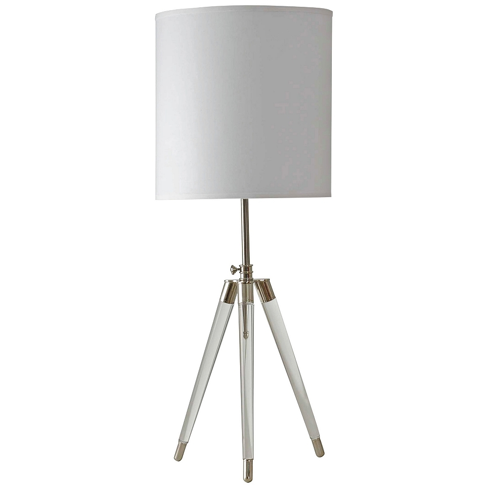 Crystal Tripod Table Lamp with White Hardback Fabric Shade - Style # 60W44 - Image 0