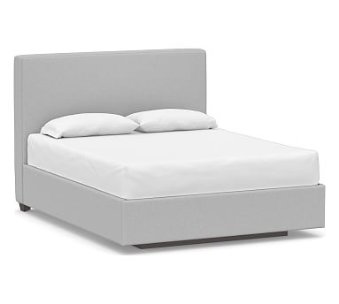 Big Sur Upholstered Headboard with Footboard Storage Platform Bed, King, Brushed Crossweave Light Gray - Image 0