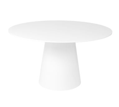 Warner Round Pedestal Dining Table, Matte White, 53" D - Image 3