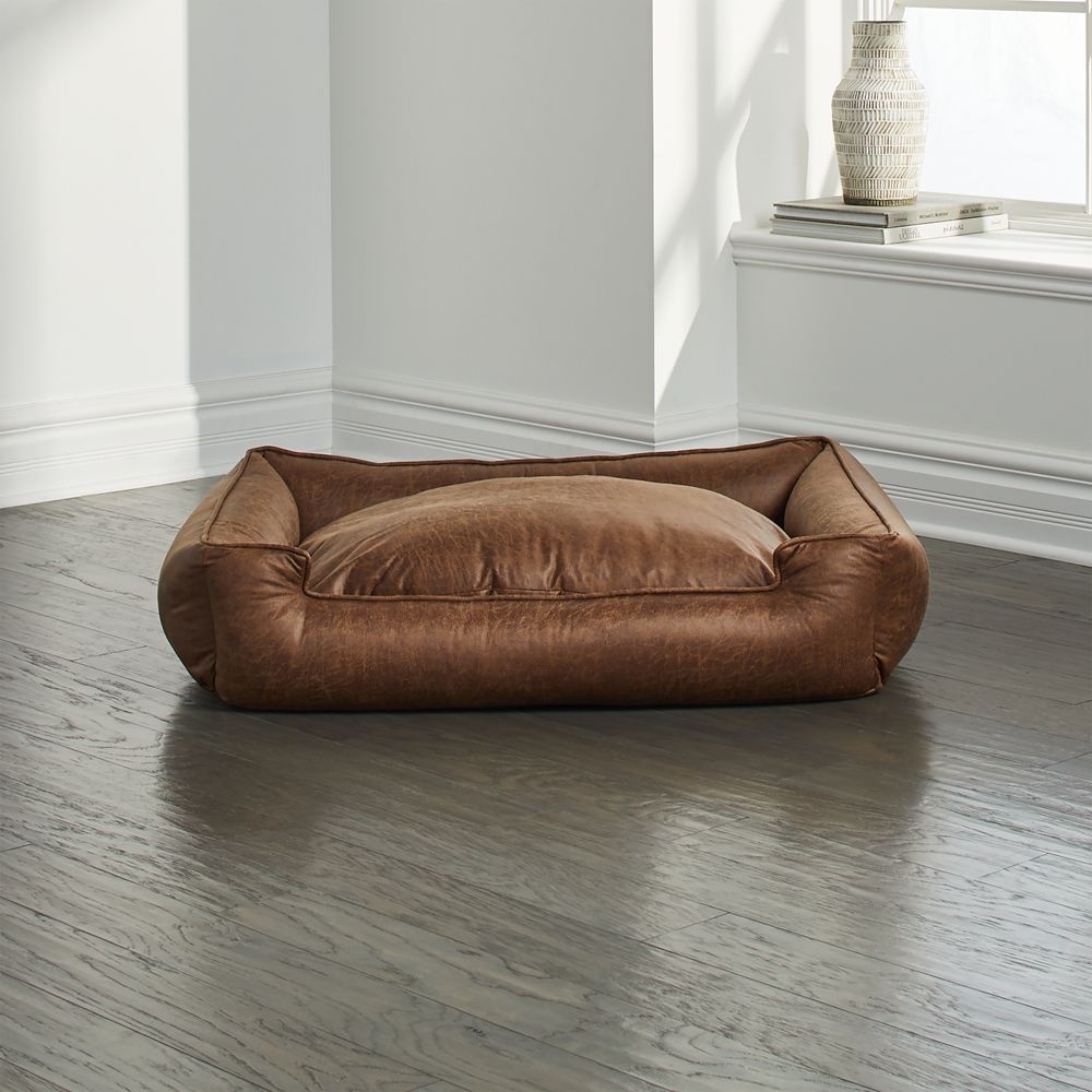 Lounge Faux Leather Vintage Large Dog Bed - Image 0