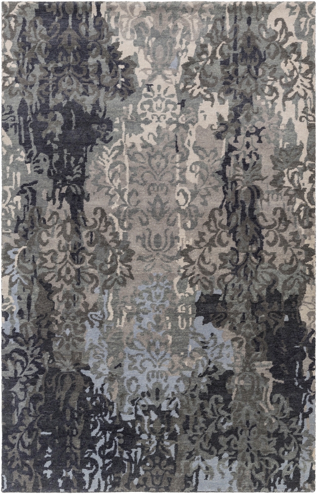 Brocade Black Indoor 5' x 8' Handmade Rug - Image 1