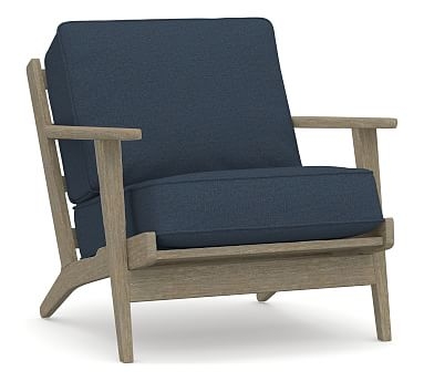 Raylan Upholstered Armchair, Polyester Wrapped Cushions, Brushed Crossweave Navy - Image 0