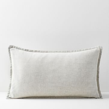Belgian Flax Linen Lumbar Pillow Cover, Natural Flax, 12"x21" - Image 0