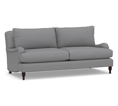 Carlisle Upholstered Sofa 80", Down Blend Wrapped Cushions, Textured Twill Light Gray - Image 0
