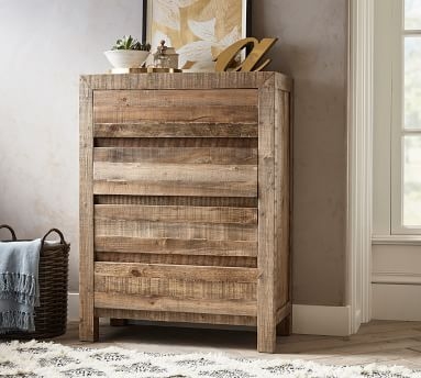 Hensley Reclaimed Wood 4-Drawer Tall Dresser, Weathered Gray - Image 5