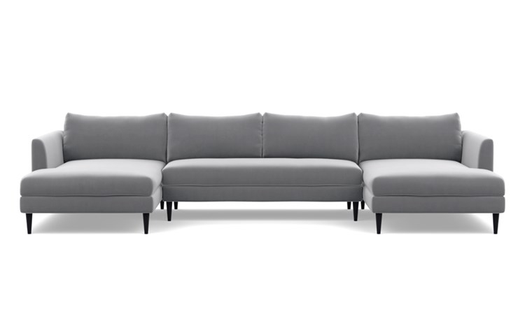 Owens U-Sectional with Elephant Fabric, Painted Black legs, and Bench Cushion - Image 0
