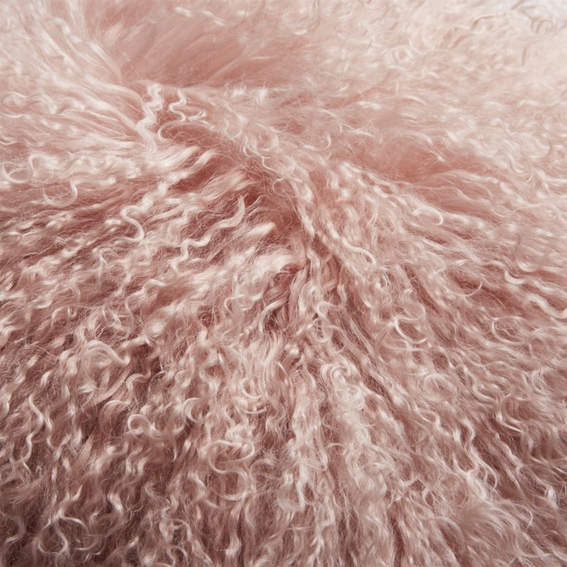 Pelliccia Blush Pink Mongolian Sheepskin Pillow Cover 16" - Image 3