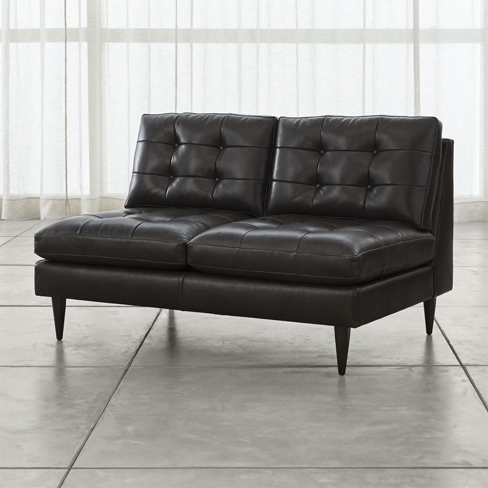 Petrie Leather Midcentury Armless Loveseat - Image 0