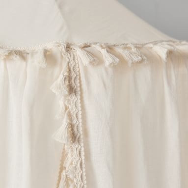 Fabric Canopy With Tassels, 24", Ivory - Image 3