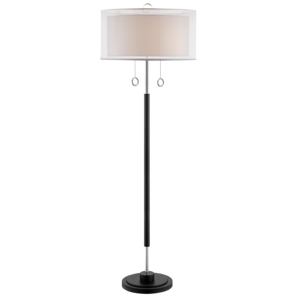 Lite Source Umbra Black Floor Lamp with Double Shade - Style # 56K47 - Image 0