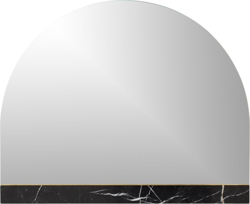 Vaughn Black Mantle Mirror with Marble Brass Inlay - Image 3