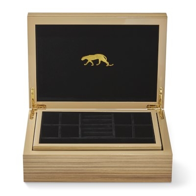 Exotic Wood Jewelry Box, Blonde Zebrawood, Medium - Image 1