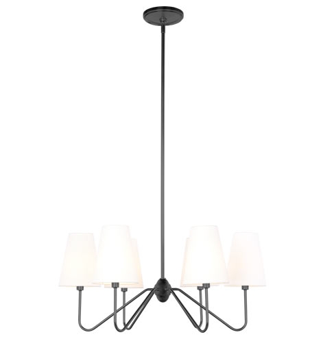 Berkshire 6-Arm Chandelier with Linen Shades - Image 1