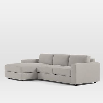 Urban Set 2: Right Arm 66.5" Sofa, Left Arm Chaise, Marled Microfiber, Ash Gray, Down Fill-Standard (39") - Image 2