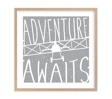 Adventure Awaits Vintage Airplane Wall Art by Minted(R), 24x24, Natural - Image 0