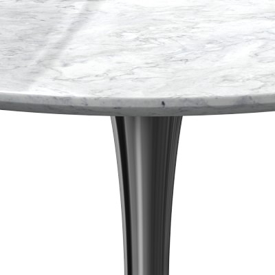 Tulip Pedestal Dining Table, 42 Round, Polished Nickel Base, Carrara Marble Top - Image 1
