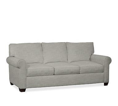 Buchanan Roll Arm Upholstered Sofa 87", Polyester Wrapped Cushions, Premium Performance Basketweave Light Gray - Image 2
