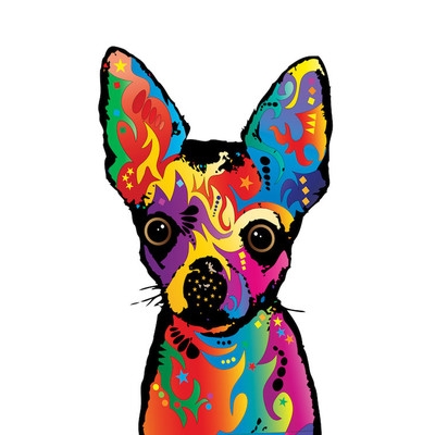 Rainbow Chihuahua on White Graphic Art on Wrapped Canvas - Image 0