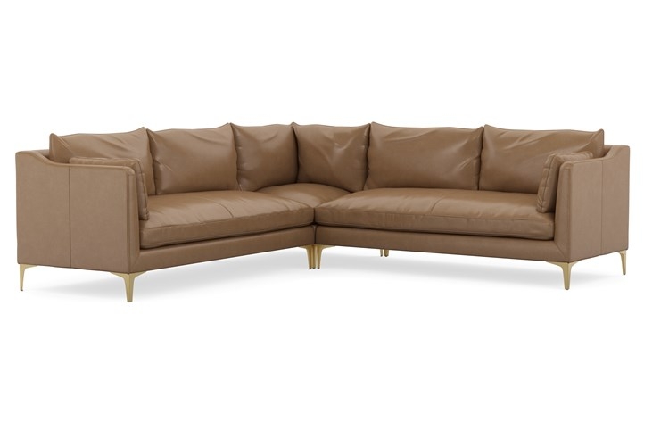 Caitlin Leather by The Everygirl Corner Sectional with Palomino and Brass Plated legs - Image 1