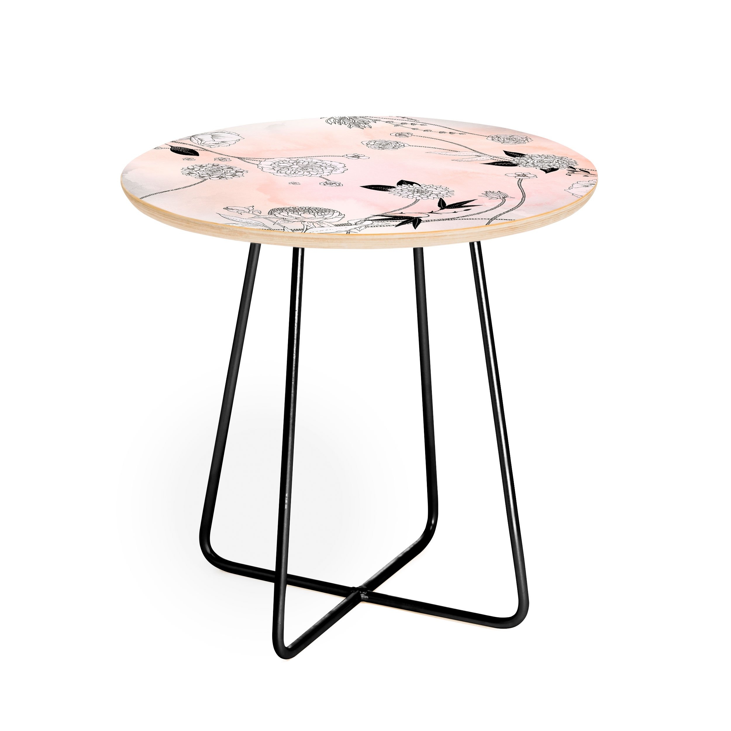 Iveta Abolina Coral Dust Round Side Table - Black Aston Legs - Image 1
