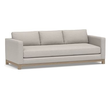 Jake Upholstered Grand Sofa 95" with Wood Legs, Polyester Wrapped Cushions, Heathered Twill Stone - Image 0