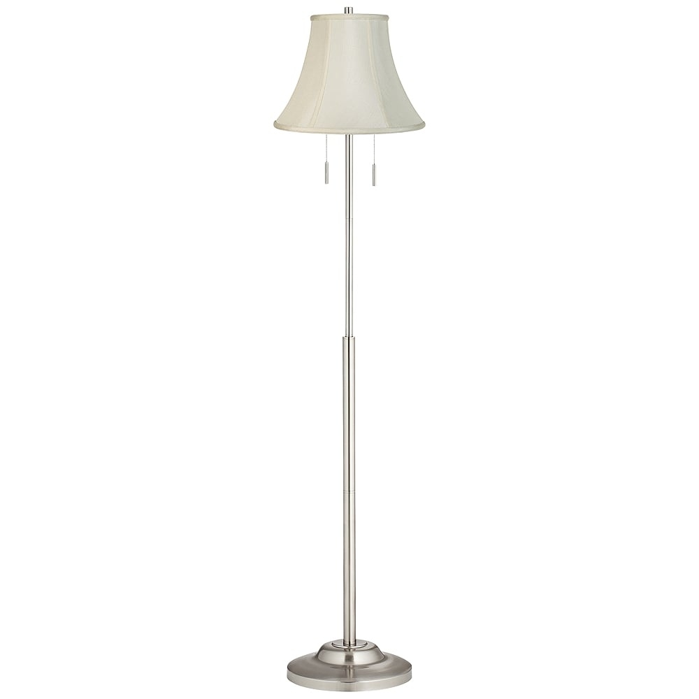 360 Lighting Abba 66" Creme Bell and Nickel Pull Chain Floor Lamp - Image 0