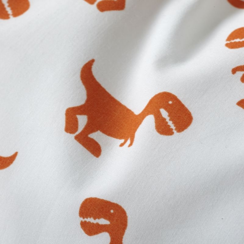 Organic Little Prints Orange Dinosaur Crib Fitted Sheet - Image 2