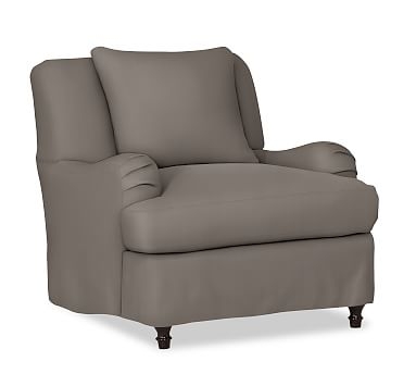 Carlisle Slipcovered Armchair, Polyester Wrapped Cushions, Performance Twill Metal Gray - Image 2