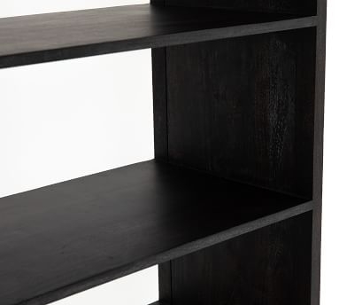 Dolores Cane Bookcase with Doors, Black, 35"L x 74"H - Image 1