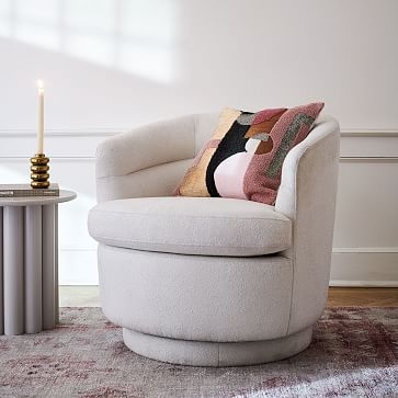 Viv Swivel Chair, Chenille Tweed, Rosette, Concealed Supports - Image 3
