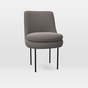 Modern Curved Dining Chair, Worn Velvet, Metal, Poly - Image 2