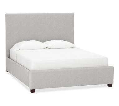 Raleigh Upholstered Square Bed without Nailheads, Queen, Microsuede Dove Gray - Image 0