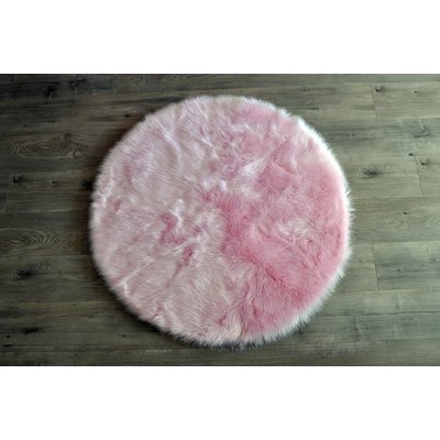 Demetrius Faux Sheepskin Pink/White Area Rug - Image 0