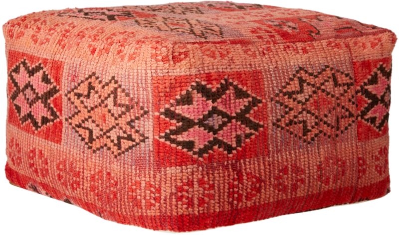 Moroccan Pink/Red Vintage Pouf/Floor Cushion - Image 3