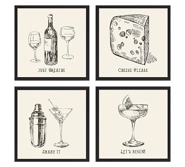 Cocktail Hour Framed Print, 20 x 20", Set of 4 - Image 0