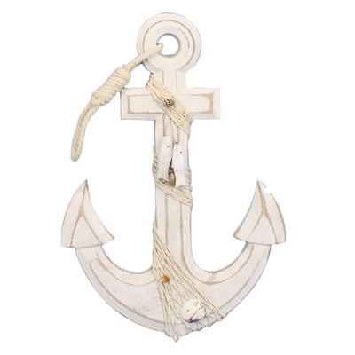 Anwen Rustic Anchor with Hook Rope and Shells Sculpture - Image 0