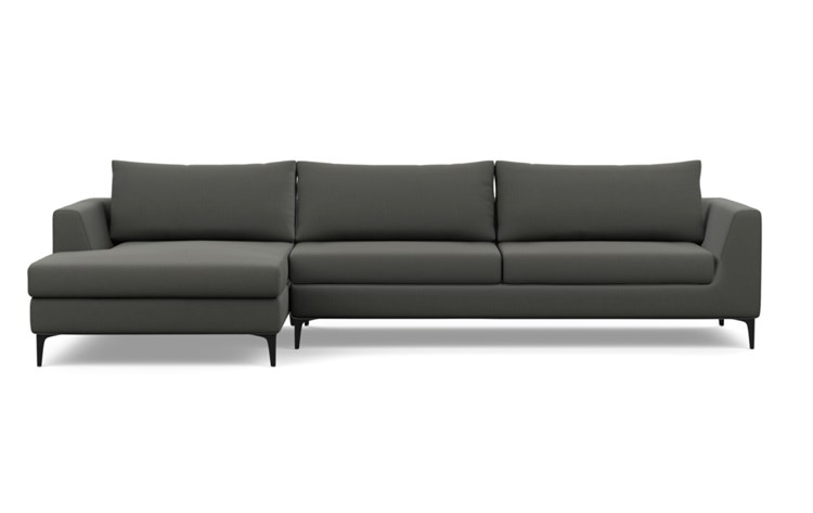 Asher Chaise Sectional with Charcoal Fabric and Matte Black legs - Image 0