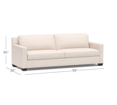 York Square Arm Upholstered Sofa 80.5", Down Blend Wrapped Cushions, Textured Twill Light Gray - Image 3