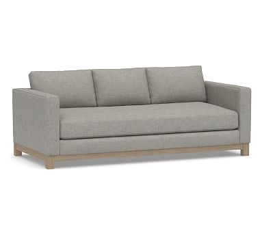Jake Upholstered Sofa 3x1 86" with Wood Base, Standard Cushions, Premium Performance Basketweave Light Gray - Image 0
