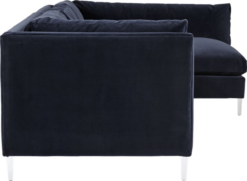 Decker 2-Piece Blue Velvet Sectional Sofa - Image 6