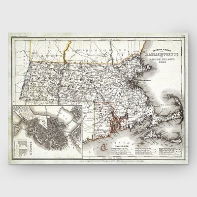 'Massachusetts Sketch Map I' Graphic Art Print on Wrapped Canvas - Image 0