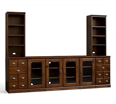 Printer's 96" 7-Piece Entertainment Center with Cabinets, Tuscan Chestnut - Image 0