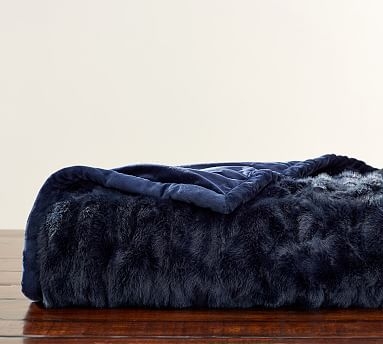 Monique Lhuillier Throw, 50" x 60", Ruched Navy - Image 0