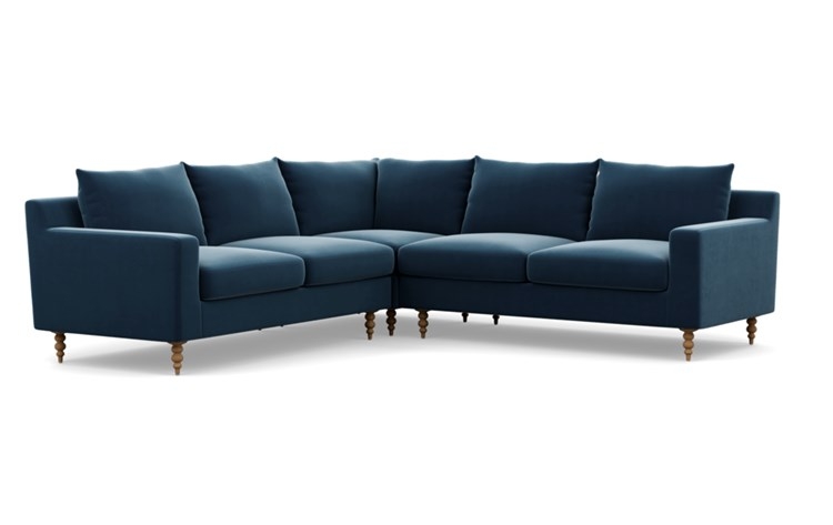 Sloan Corner Sectional with Sapphire Fabric and Natural Oak legs - Image 1