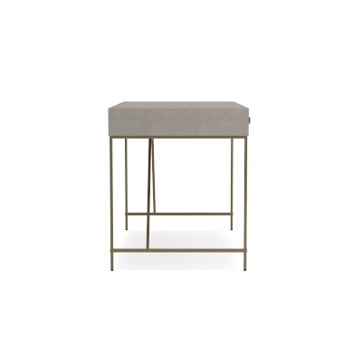 Faux Shagreen Desk, Grey, Brass - Image 3