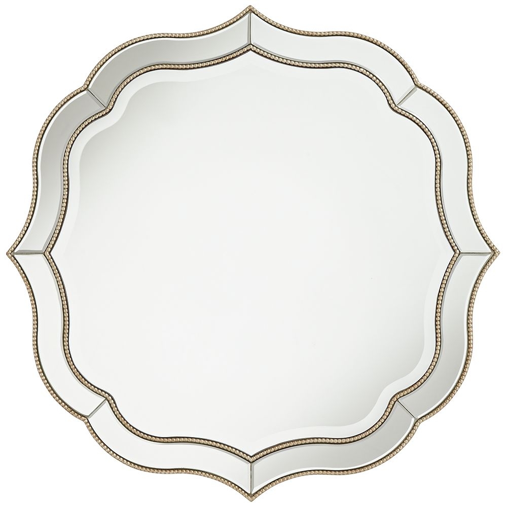 Laureen Antique Silver 32" Scalloped Round Wall Mirror - Style # 60H67 - Image 0